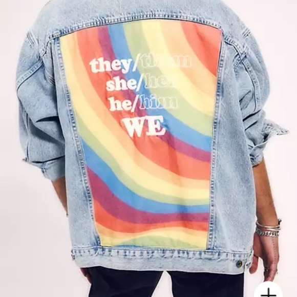 Levi’s jean jacket rainbow!!